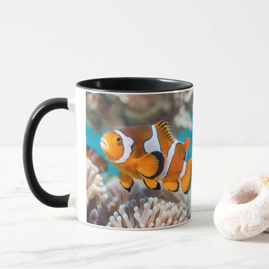 Levendige Clownfish Keramische Mok - Perfect voor  (Met donut)