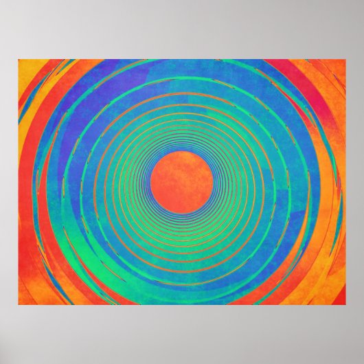 Levendige concentrische cirkels poster (Voorkant)