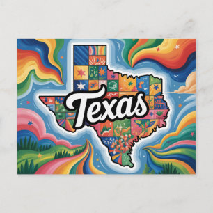Levendige conceptuele kaartkunst uit Texas Briefkaart