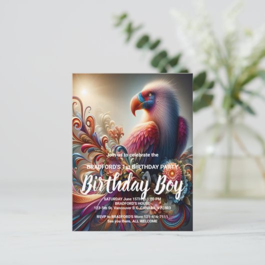 Levendige Condor Vogel Perched Top Tree Branch Briefkaart (Staand voorkant)