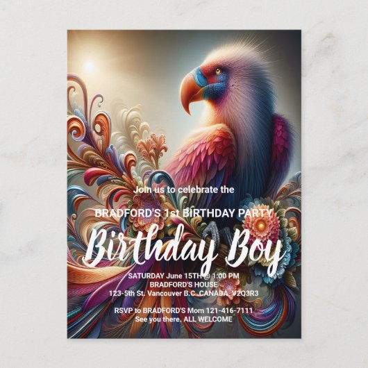 Levendige Condor Vogel Perched Top Tree Branch Briefkaart (Voorkant)