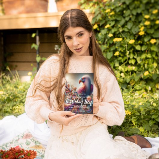 Levendige Condor Vogel Perched Top Tree Branch Briefkaart