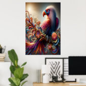 Levendige Condor Vogel Perched Top Tree Branch Poster (Thuiskantoor)