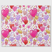Levendige Confetti Harten  Cadeaupapier (Vlak)