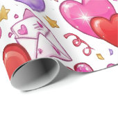 Levendige Confetti Harten  Cadeaupapier (Rol Hoek)