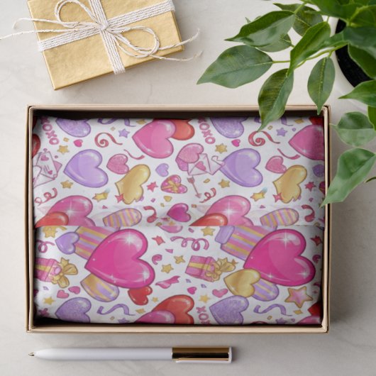 Levendige Confetti Harten  Tissuepapier (Geschenk)