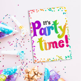 Levendige Confetti Het Is Feesttijd! Feestviering Kaart