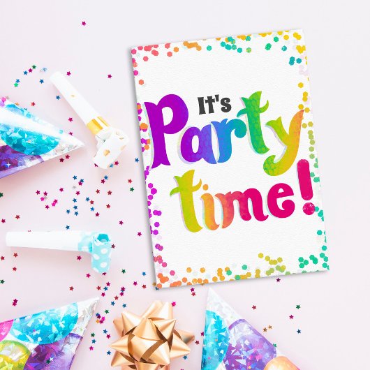 Levendige Confetti Het Is Feesttijd! Feestviering Kaart