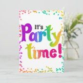 Levendige Confetti Het Is Feesttijd! Feestviering Kaart (Staand voorkant)