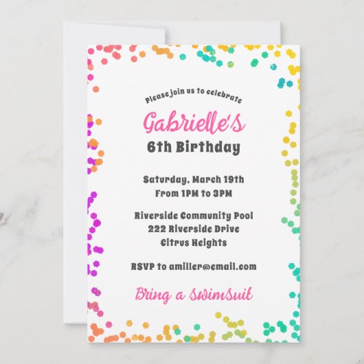 Levendige Confetti Het is feesttijd! Viering Kaart (Achterkant)