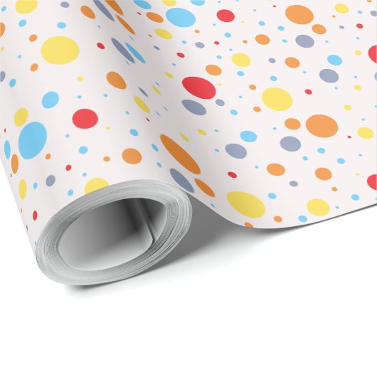 Levendige Confetti Polka Dots Pattern Verjaardagsc Cadeaupapier (Rol Hoek)