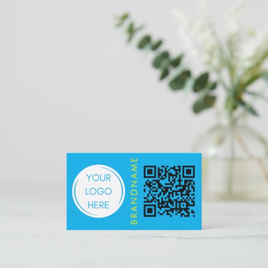 Levendige contrastkleur, logo en QR-code modern Visitekaartje (Staand voorkant)