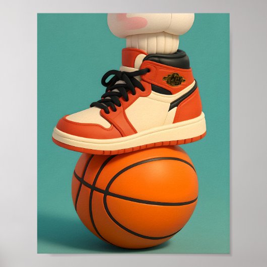 Levendige contrastsneaker op basketbal poster (Voorkant)