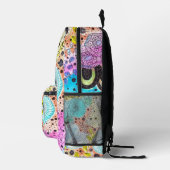 Levendige Cool Whimsical Floral Hand-getrokken Doo Bedrukte Rugzak (Rechts)