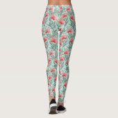 Levendige Coral Eucalyptus Blossom Leggings (Achterkant)