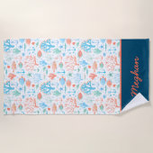 Levendige Coral Gepersonaliseerde Strandlaken (Voorkant)