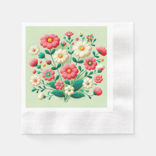 Levendige cottage-stijl bloemen servet