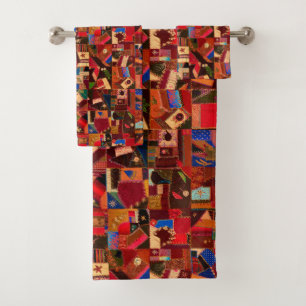 Levendige Crazy Quilt Bad Handdoek