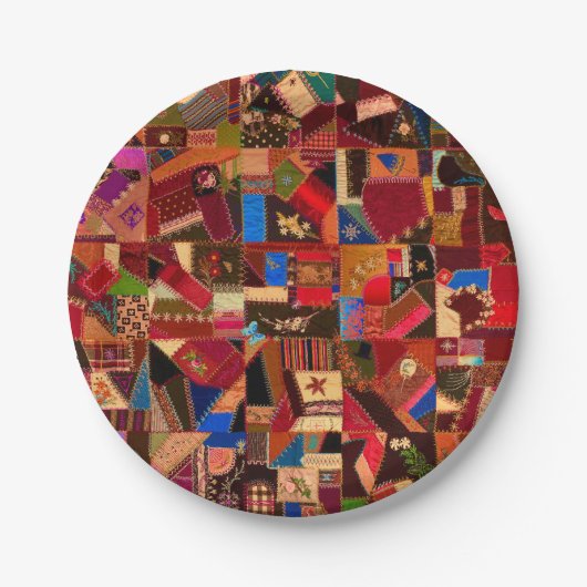Levendige  Crazy Quilt Papieren Bordje (Voorkant)