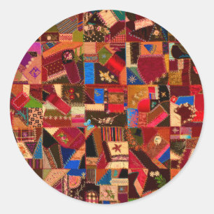 Levendige Crazy Quilt Ronde Sticker