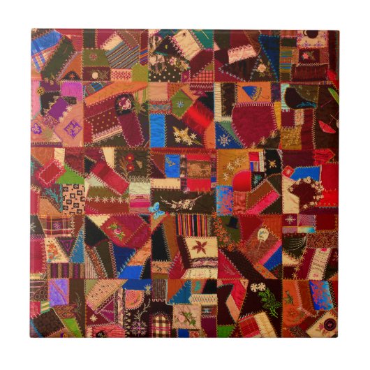 Levendige Crazy Quilt Tegeltje (Voorkant)