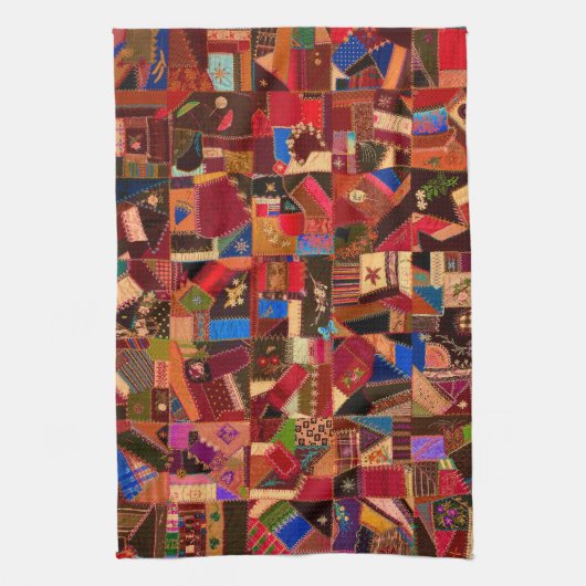 Levendige Crazy Quilt Theedoek (Verticaal)