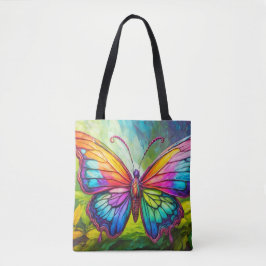 Levendige creatieve vlinderkunst tote bag