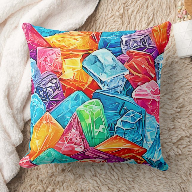 Levendige Crystal Cluster Art Kussen (Deken)