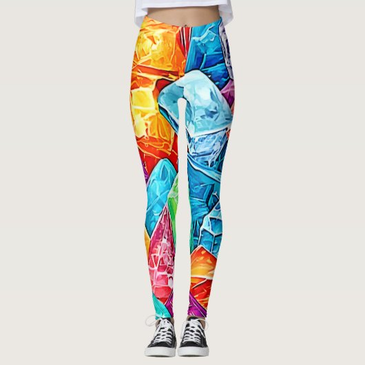Levendige Crystal Cluster Art Leggings (Voorkant)