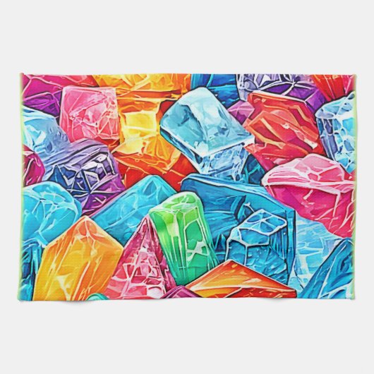 Levendige Crystal Cluster Art Theedoek (Horizontaal)