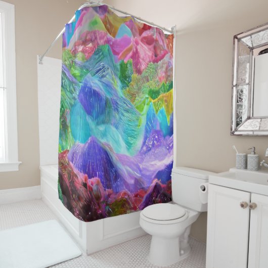 Levendige Crystal Mountain Abstract Douchegordijn (In situ)