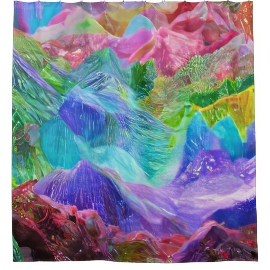 Levendige Crystal Mountain Abstract Douchegordijn (Voorkant)