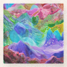 Levendige Crystal Mountain Abstract Glazen Onderzetter