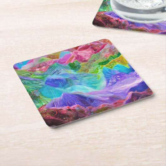 Levendige Crystal Mountain Abstract Kartonnen Onderzetters (Schuin)