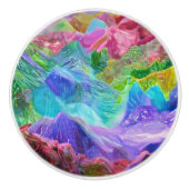 Levendige Crystal Mountain Abstract Keramische Knop (Voorkant)