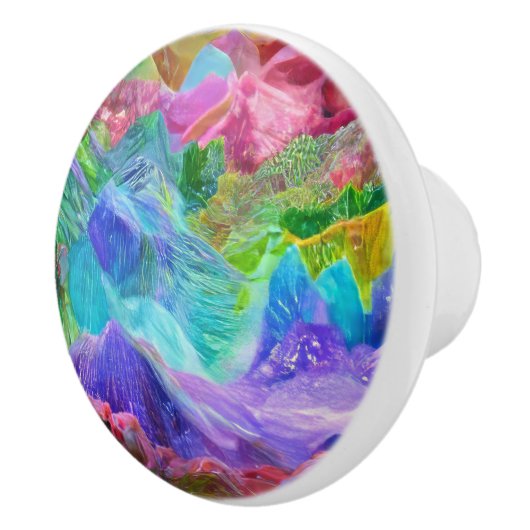 Levendige Crystal Mountain Abstract Keramische Knop (Rechts)