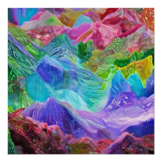 Levendige Crystal Mountain Abstract Perfect Poster (Voorkant)