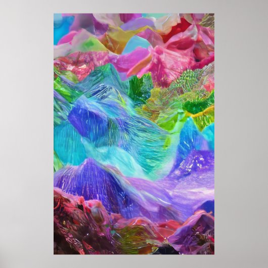 Levendige Crystal Mountain Abstract Poster (Voorkant)