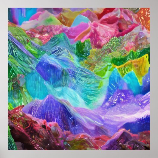 Levendige Crystal Mountain Abstract Poster (Voorkant)