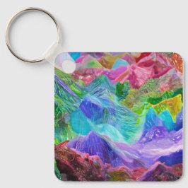 Levendige Crystal Mountain Abstract Sleutelhanger