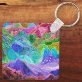 Levendige Crystal Mountain Abstract Sleutelhanger (Achterkant)