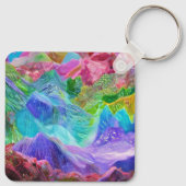 Levendige Crystal Mountain Abstract Sleutelhanger (Achterkant)