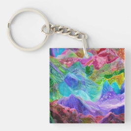 Levendige Crystal Mountain Abstract Sleutelhanger