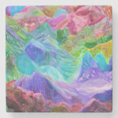 Levendige Crystal Mountain Abstract Stenen Onderzetter (Voorkant)