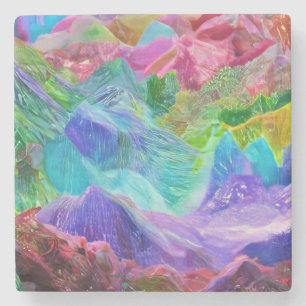 Levendige Crystal Mountain Abstract Stenen Onderzetter