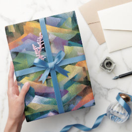 Levendige Cubistische Heuvels | Geometrische Facet Cadeaupapier