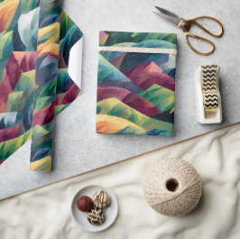 Levendige Cubistische Heuvels | Kristallijnen Piek Cadeaupapier