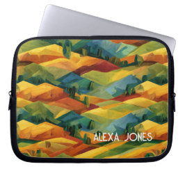 Levendige Cubistische Heuvels Schilderachtige Herf Laptop Sleeve