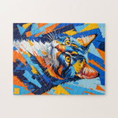 Levendige Cubistische Katten Schilderij Legpuzzel (Horizontaal)