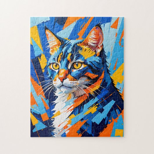 Levendige Cubistische Katten Schilderij Legpuzzel (Verticaal)